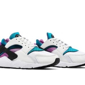 Nike White Sneakers with Teal and Purple Accents